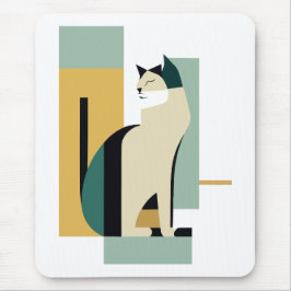 Gesehene Katze Art deco - Minimalistische Illustra Mousepad