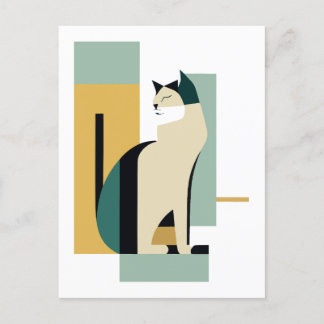 Gesehene Katze Art deco - Minimalistische Illustra Postkarte
