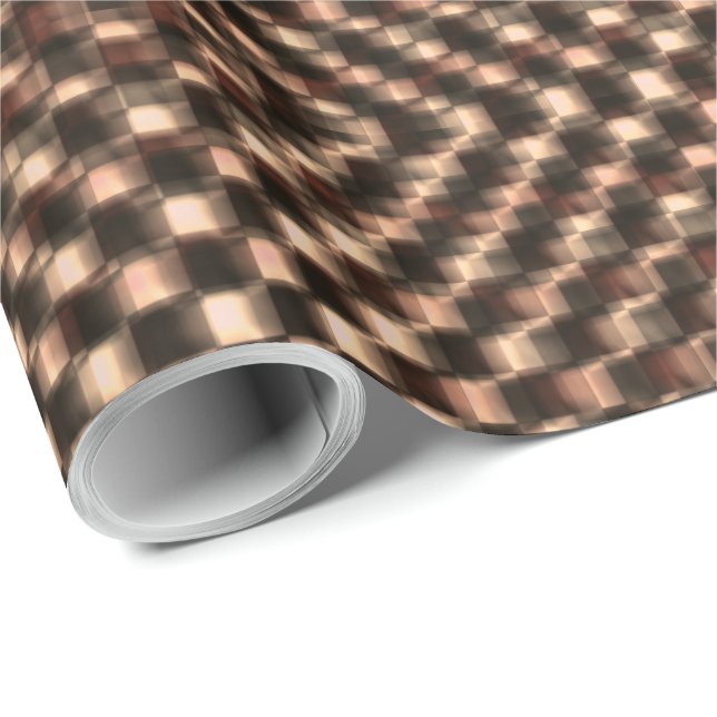 Geselliges und unordentliches braunes Schach über  Geschenkpapier (Rolleneckpunkt)