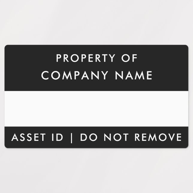 Gesellschaftsvermögen | Black Corporate Asset ID Etiketten (Design 1)