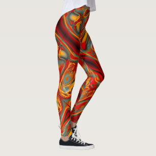 Gesenkelte Stangen in gekratzter Orange bis Rot au Leggings