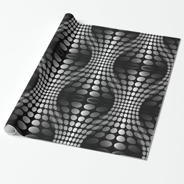 Gesenkte Waves Tapete schwarz-weiß Geschenkpapier (Ungerollt)