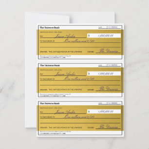 Gesetz der Anziehung 3 leere druckbare Goldchecks
