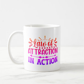 Gesetz der Anziehung rosa Tasse des Kaffees