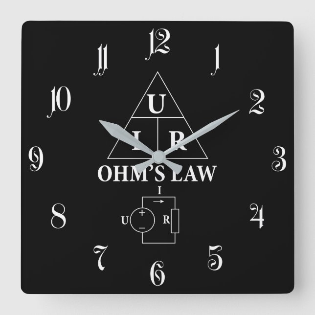 Gesetz des Ohm Quadratische Wanduhr (Vorderseite)