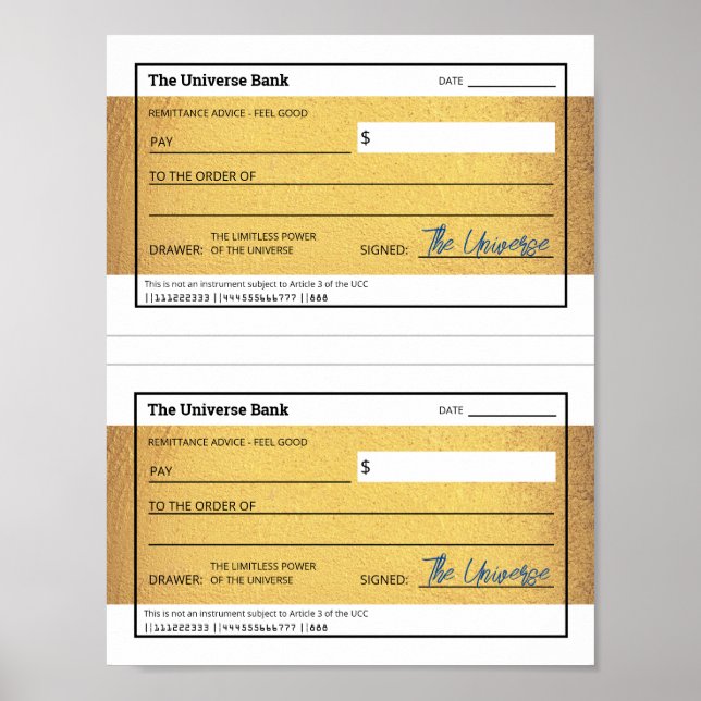 Gesetz über die Anziehung unbeladenem Gold-Karo Poster (Vorne)