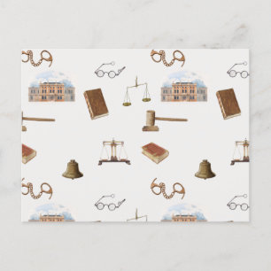 Gesetzliche Skala Gavel Rechtes antikes Muster Feiertagspostkarte