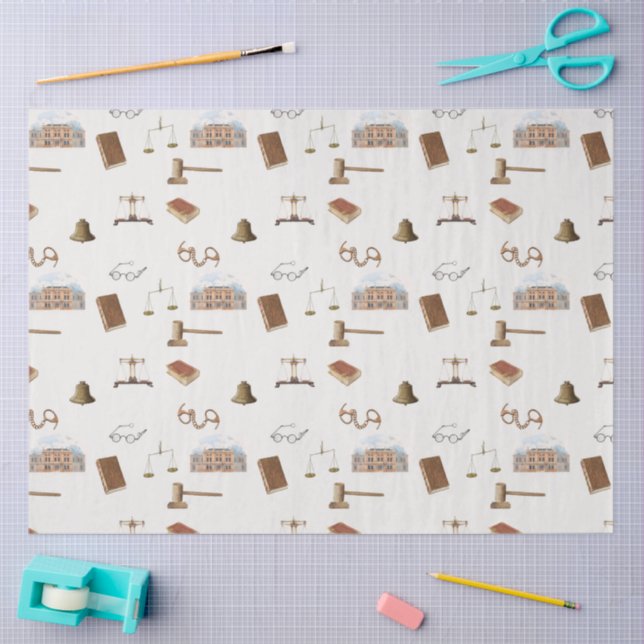 Gesetzliche Skala Gavel Rechtes antikes Muster Seidenpapier (Basteln)