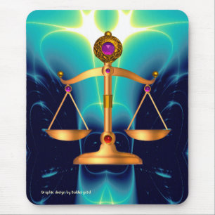 GESETZSKALEN MIT GEM STONES, JUSTIZSYMBOL MOUSEPAD
