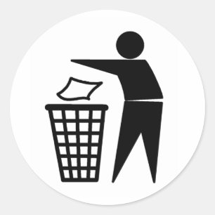 Gesetzt ihm in den Behälter Runder Aufkleber