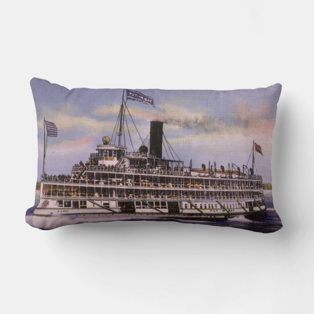 Gesetzt in Bucht-Vintagen Passagier-Dampfer Great Lendenkissen (Vorderseite)