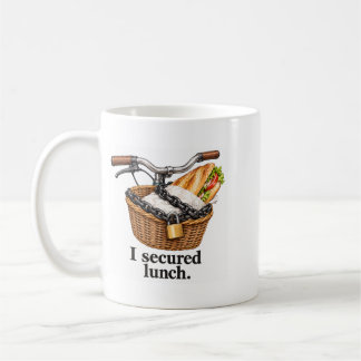 Gesicherter Mittagessen Lustiger Fahrrad-Sandwich Kaffeetasse
