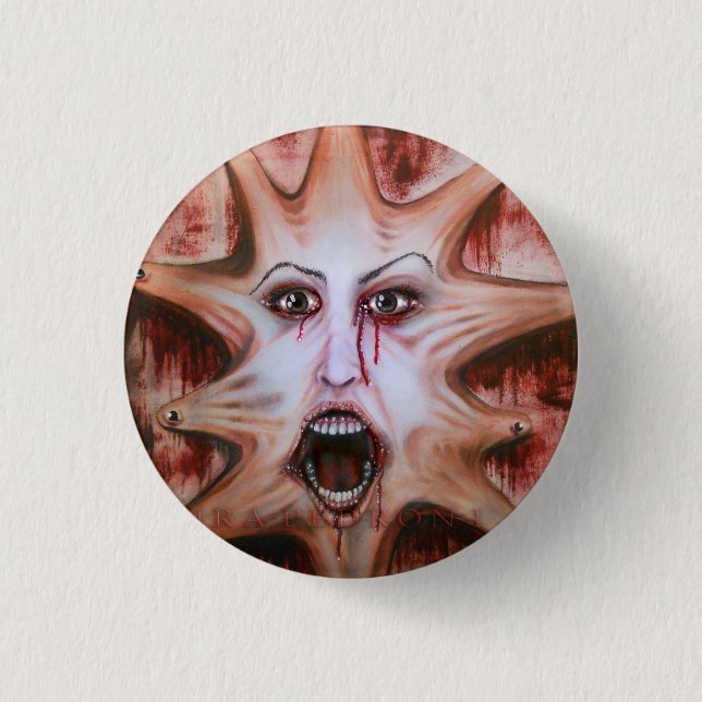 Gesicht auf Leinwand Button (Vorderseite)