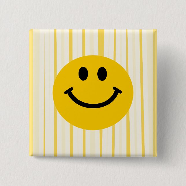 Gesicht auf sonnengelben Streifen Button (Vorderseite)