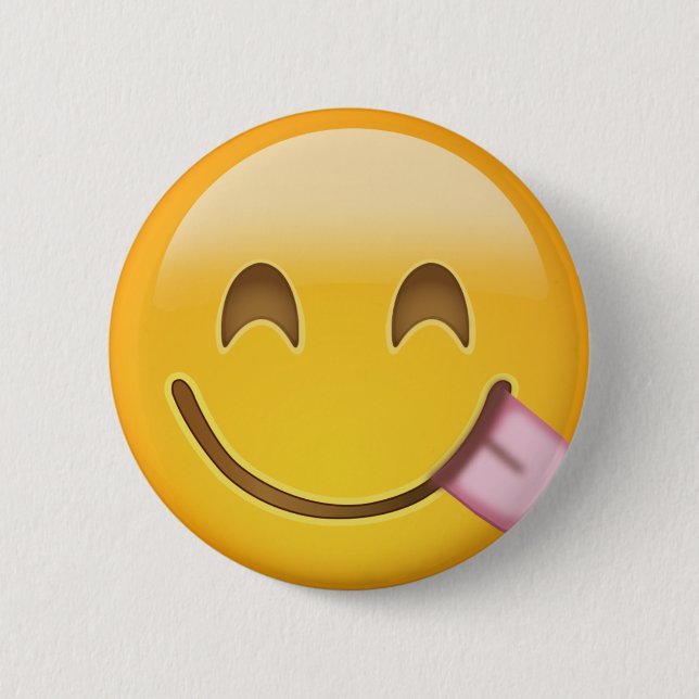 Gesicht, das köstliche Nahrung Emoji Savouring ist Button (Vorderseite)