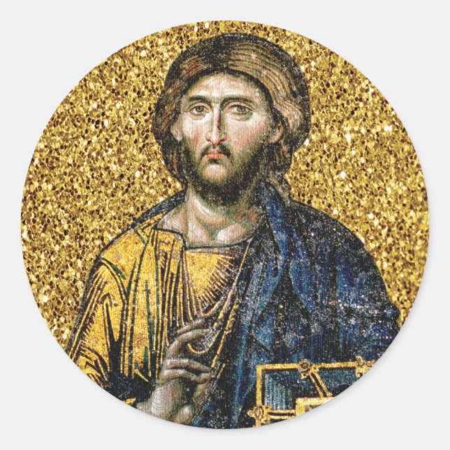 Gesicht des jesus-Christus-Orthodoxen Haga-Sophia- Runder Aufkleber (Vorderseite)