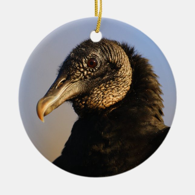Gesicht des schwarzen Geiers Keramikornament (Vorne)