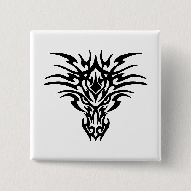Gesicht-Dragon-Tattoo Button (Vorderseite)