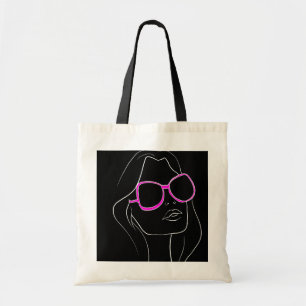 Gesicht einer Frau in rosa Sonnenbrille Schwarz Re Tragetasche