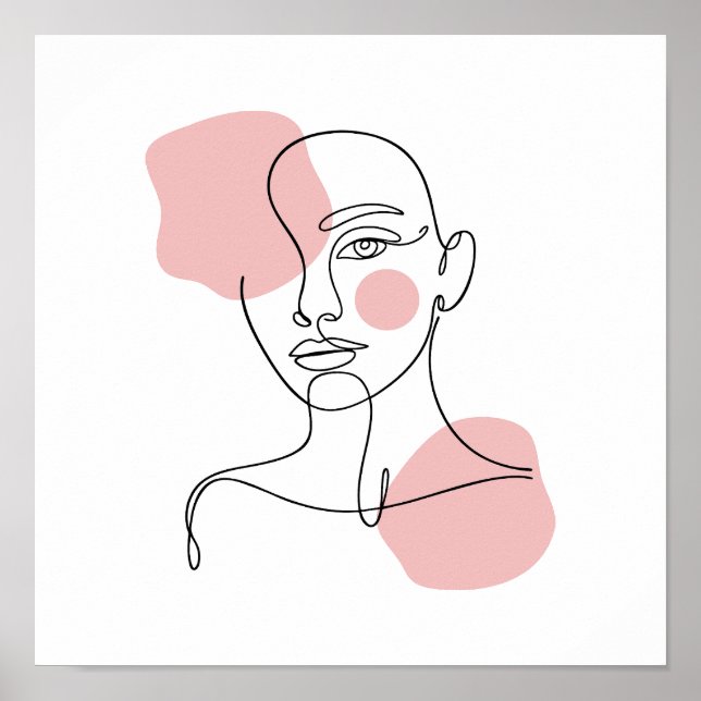 Gesicht einer Frau Linienkunst Poster (Vorne)