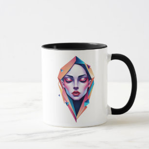 Gesicht einer Frau mit geometrischen Eigenschaften Tasse