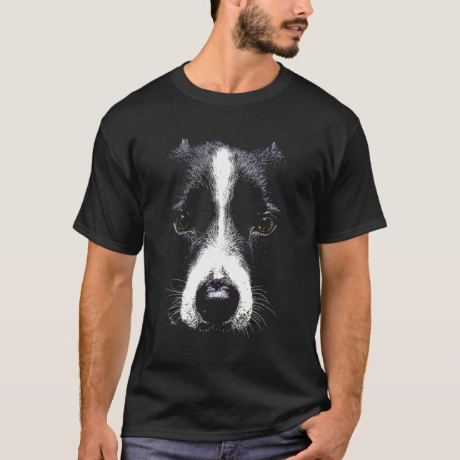 Gesicht eines Border Collie-Hundes T-Shirt (Vorderseite)