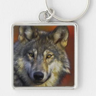 Gesicht eines Wolf-Fotos Schlüsselanhänger