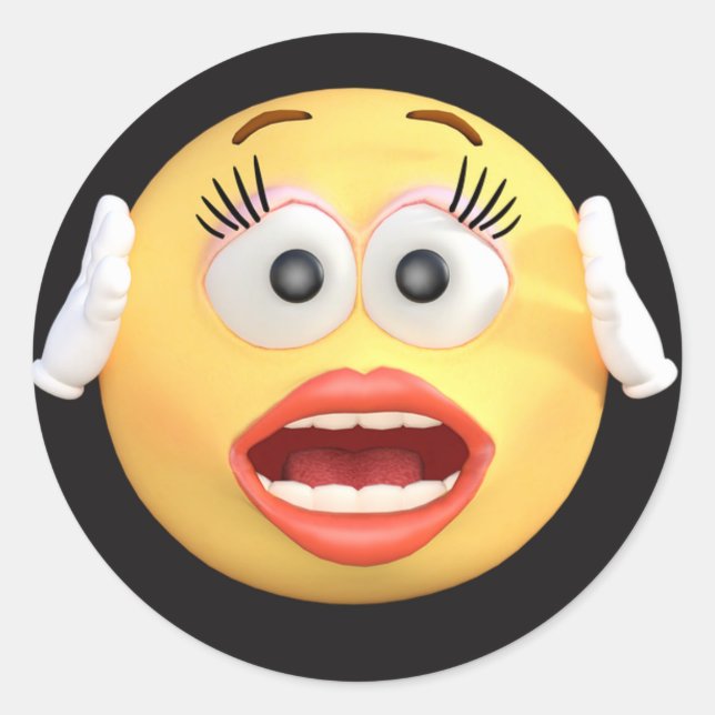 Gesicht Emoji mit überraschendem Gesicht Runder Aufkleber (Vorderseite)