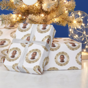 Gesicht Goldkranz Weihnachtsgeschenkpapier Geschenkpapier