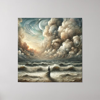 Gesicht in den Wolken - Landschaft des Surrealen O Leinwanddruck