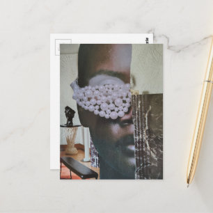 Gesicht in der Wohnzimmer-Collage Postkarte