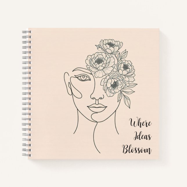 Gesicht mit blühenden Blume Notizbuch (Vorderseite)