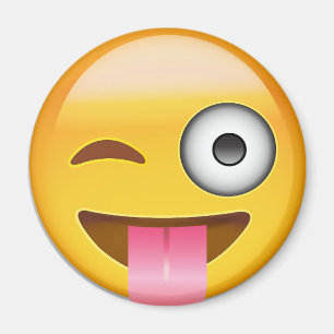 Gesicht mit festem lecken heraus auf und Auge Magnet