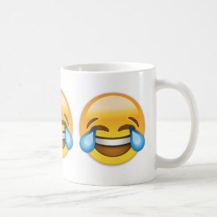 Gesicht mit Rissen der Freude Emoji Kaffeetasse