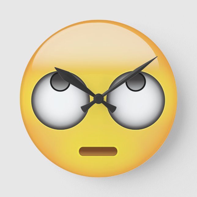 Gesicht mit rollenden Augen Emoji Runde Wanduhr (Vorderseite)