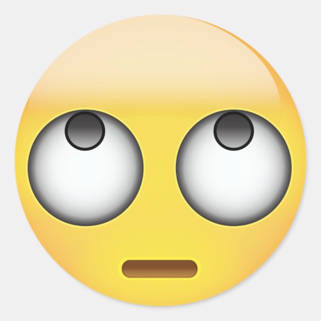 Gesicht mit rollenden Augen Emoji Runder Aufkleber (Vorderseite)