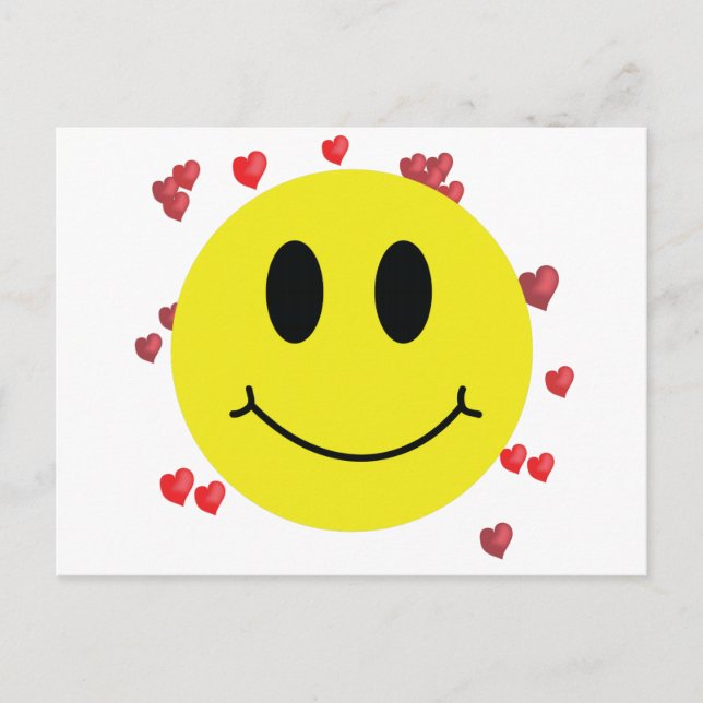 Gesicht mit roten Herzen Postkarte (Vorderseite)