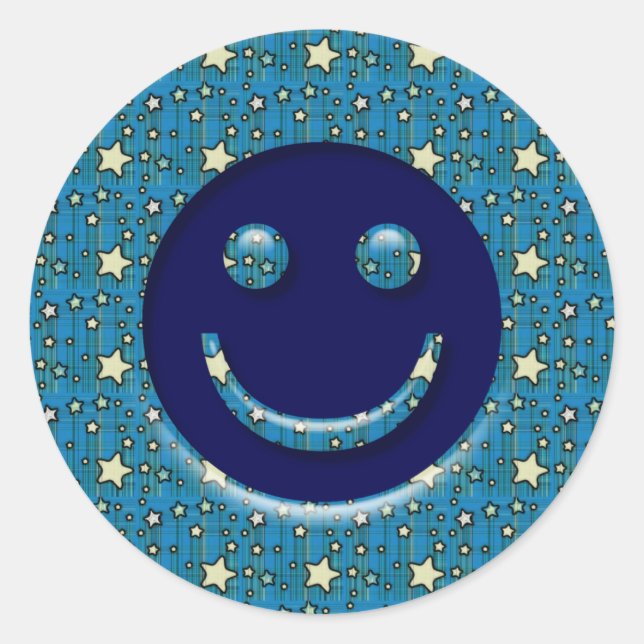 GESICHT MIT STERNEN RUNDER AUFKLEBER (Vorderseite)