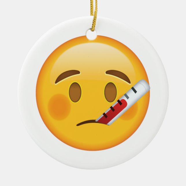 Gesicht mit Thermometer - Emoji Keramik Ornament (Vorne)