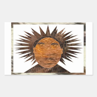 Gesicht mit wilden Haaren. Rechteckiger Aufkleber