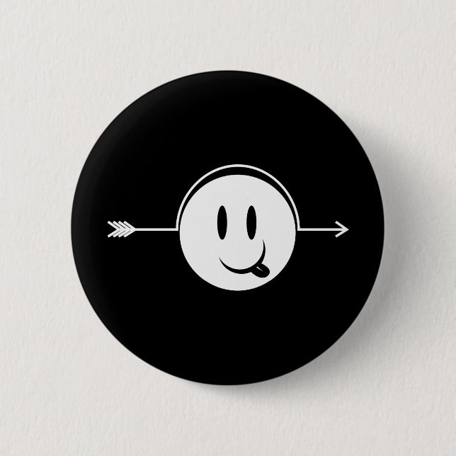 Gesicht ~ Pfeil durch Kopf-Witz Button (Vorderseite)