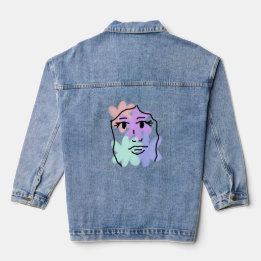 Gesicht und Blumen abstrakt (blasse Farben) Jeansjacke