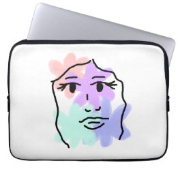 Gesicht und Blumen abstrakt (blasse Farben) Laptopschutzhülle