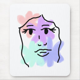 Gesicht und Blumen abstrakt (blasse Farben) Mousepad