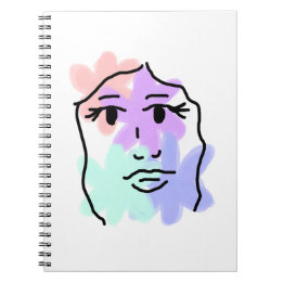 Gesicht und Blumen abstrakt (blasse Farben) Notizblock