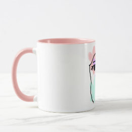 Gesicht und Blumen abstrakt (blasse Farben) Tasse