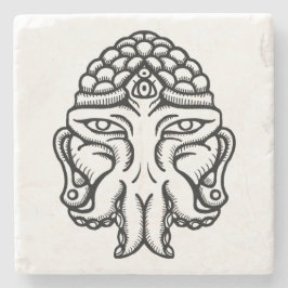 Gesicht von Cthuda - MarmorUntersetzer Steinuntersetzer