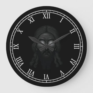 Gesicht von jesus Christus mit glattem orthodoxen  Große Wanduhr