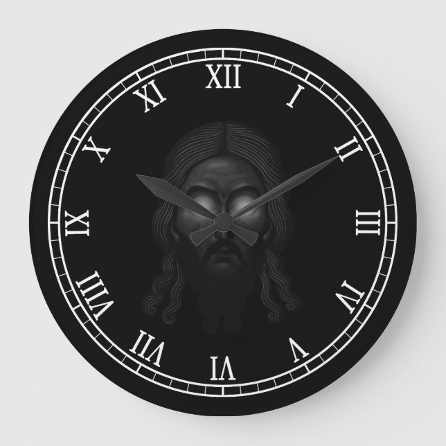 Gesicht von jesus Christus mit glattem orthodoxen  Große Wanduhr (Vorderseite)