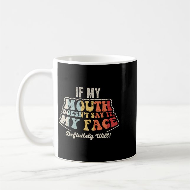 Gesicht wird lustig sarkastisch sagen Retro-Grafik Kaffeetasse (Links)